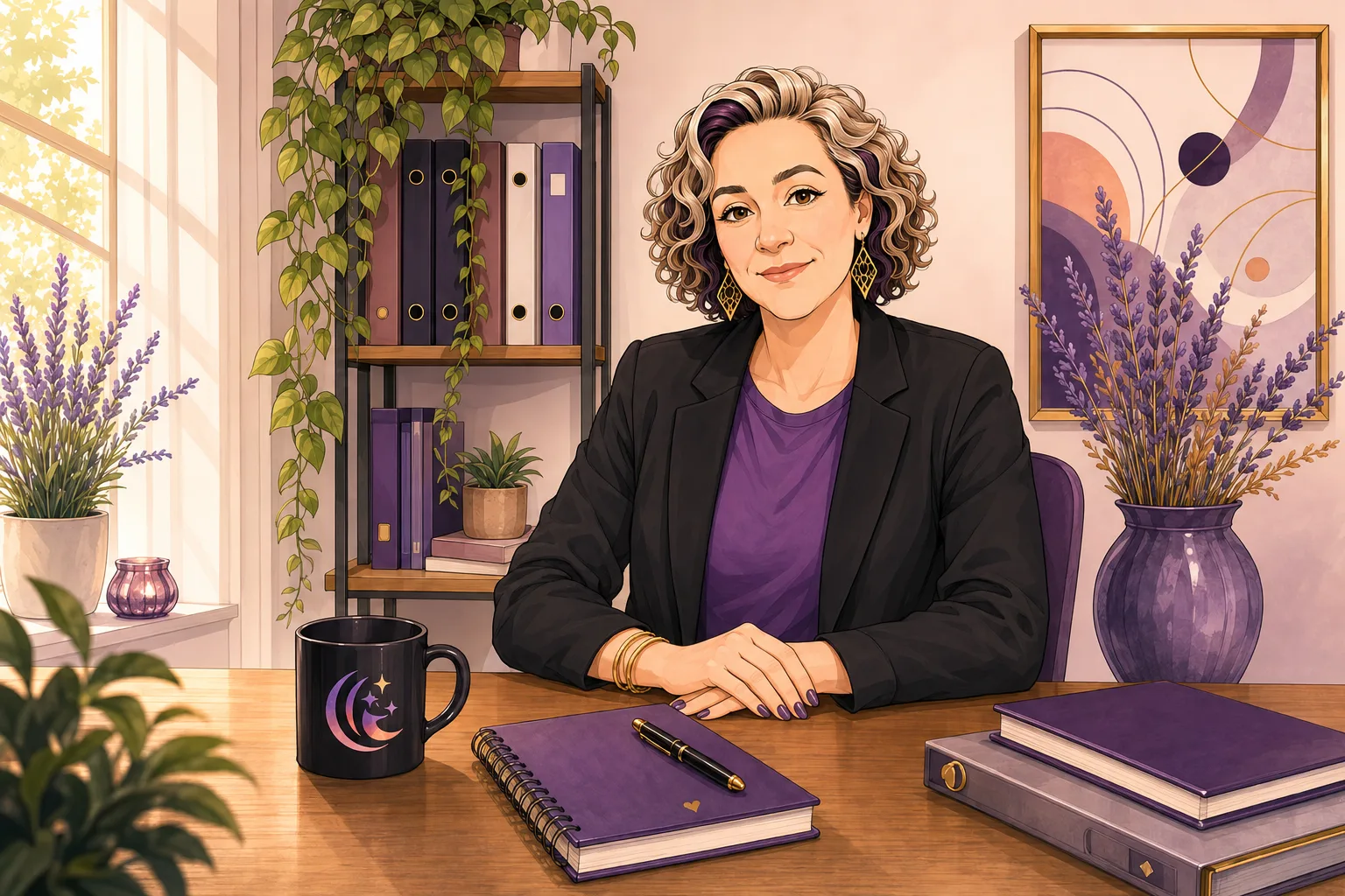 Céline, fondatrice de CB Conseils & Synergie, installée à son bureau